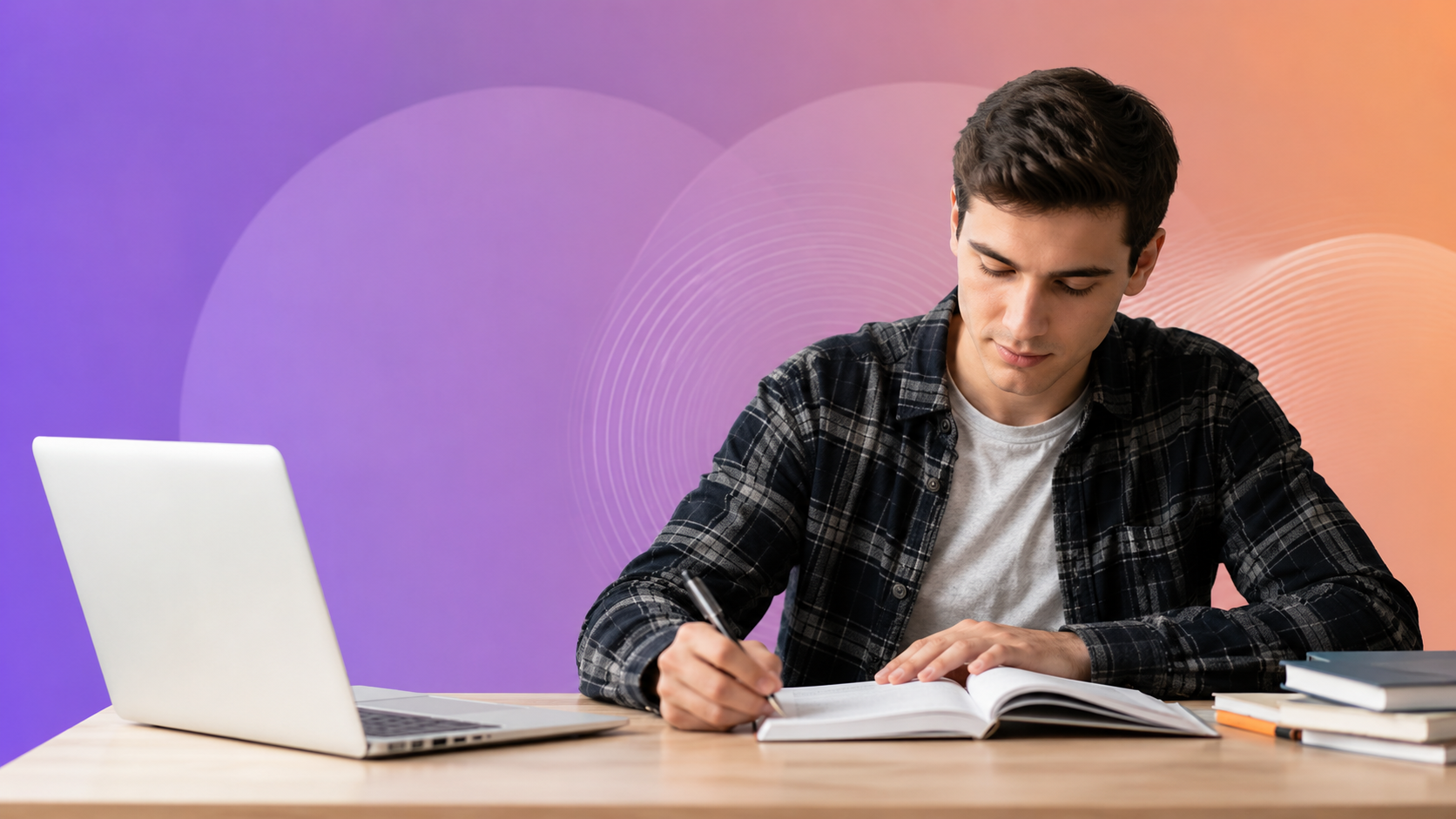 Student studying at a laptop