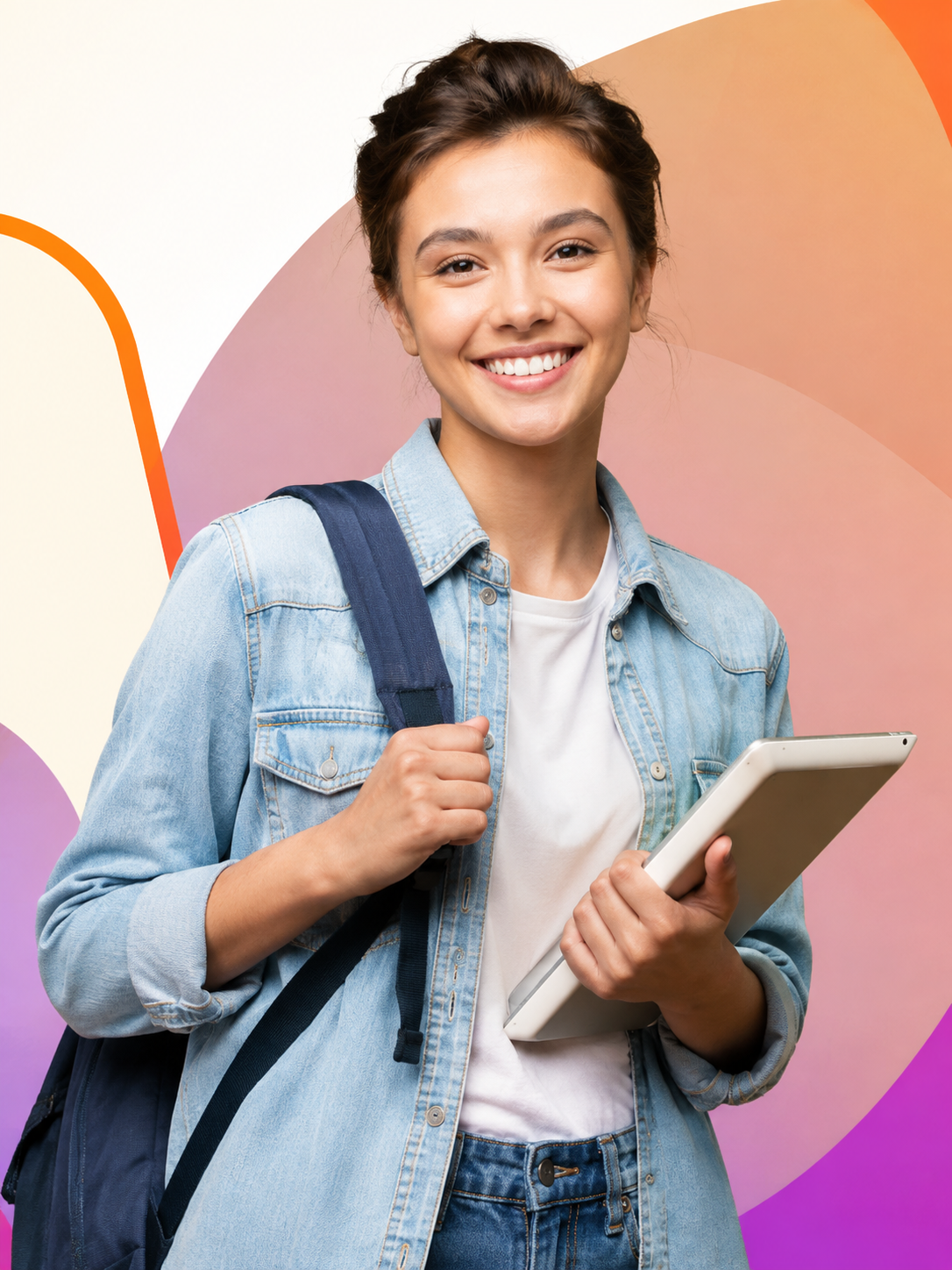 Student smiling with a backpack